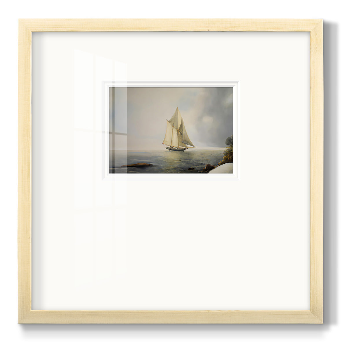 Foggy Sail I Premium Framed Print Double Matboard