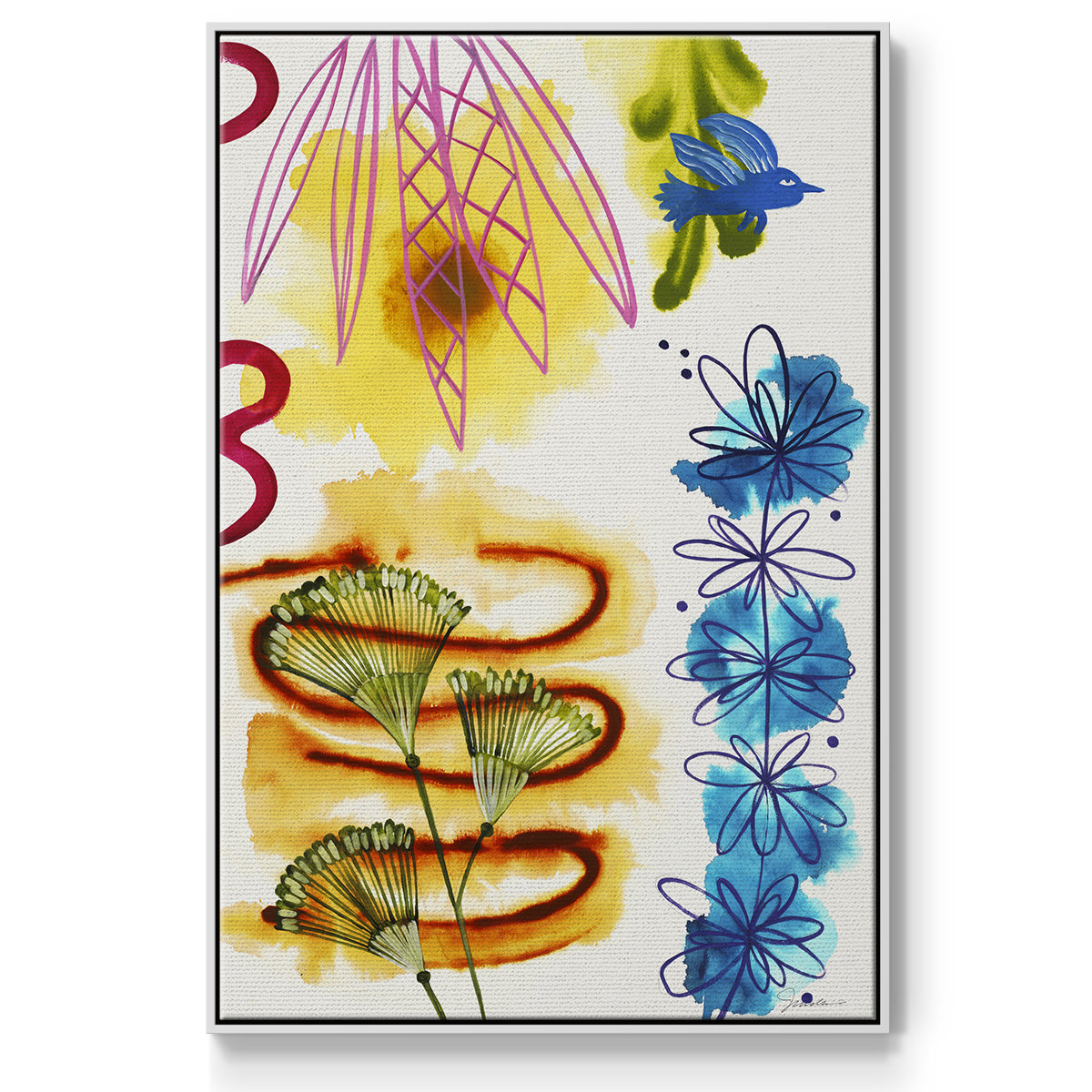 Flower Power II - Floater Framed Canvas Print