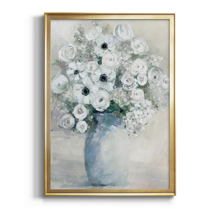 White Anemone Bouquet - Modern Framed Canvas Print