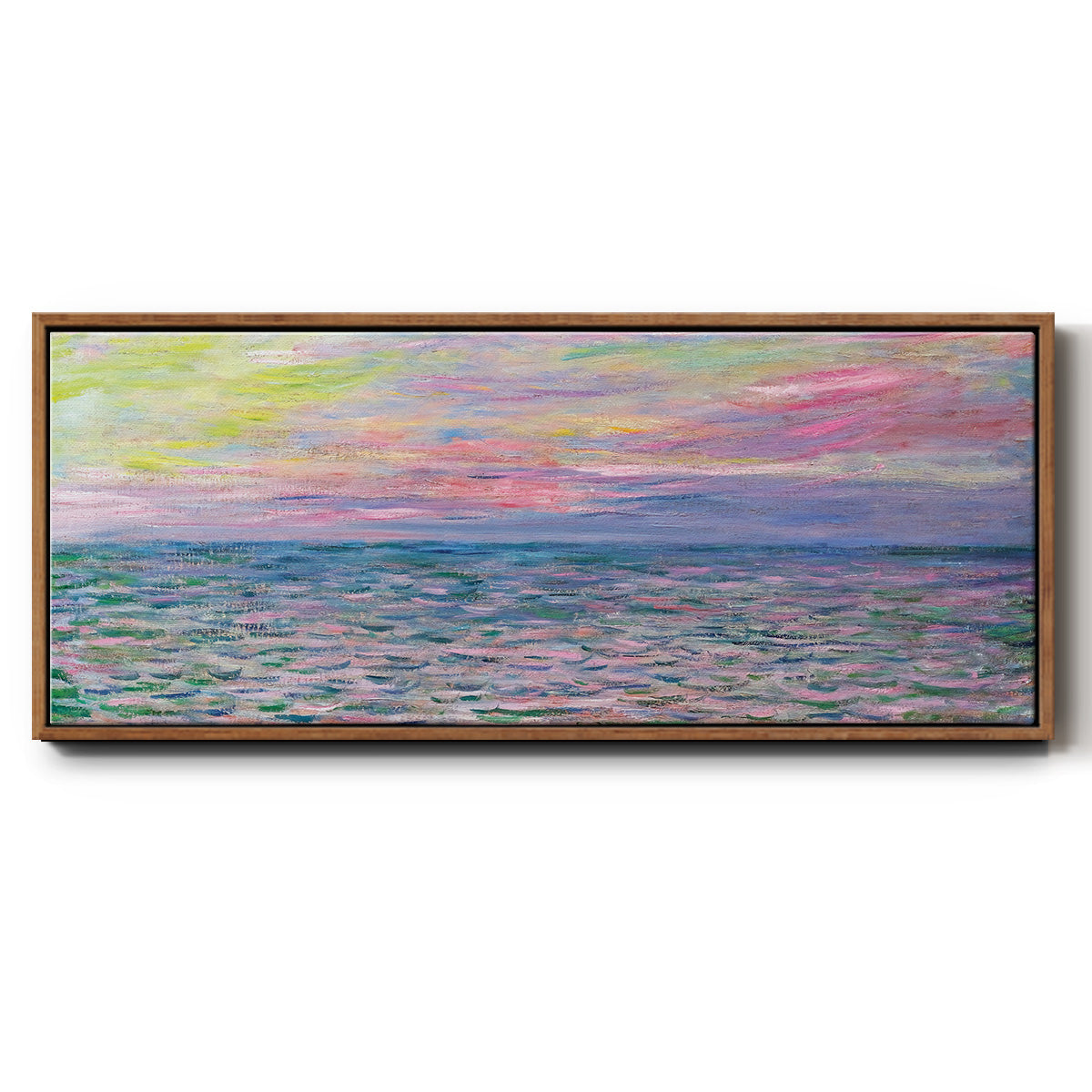Sunset on the Sea at Pourville, 1882 - Floater Framed Canvas Print