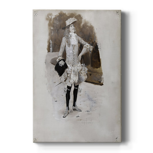 Canvas art print featuring an Art Nouveau portrait of a man in formal attire with refined detail on a clean white background.