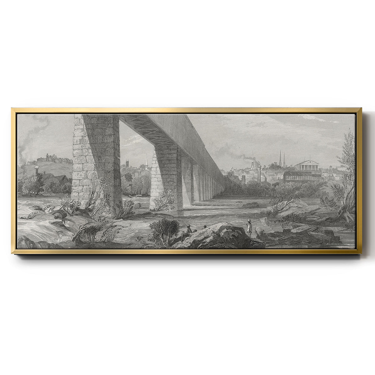 Richmond from the James - Floater Framed Canvas Print