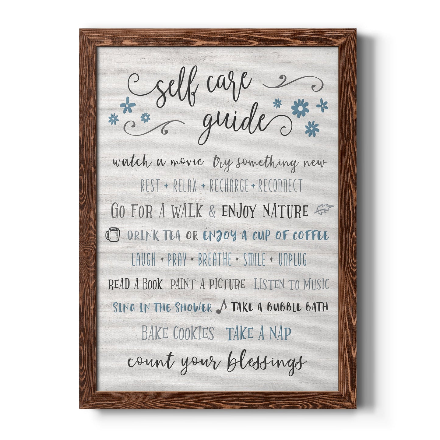 Guide to Self Care - Barnwood Framed Canvas Print