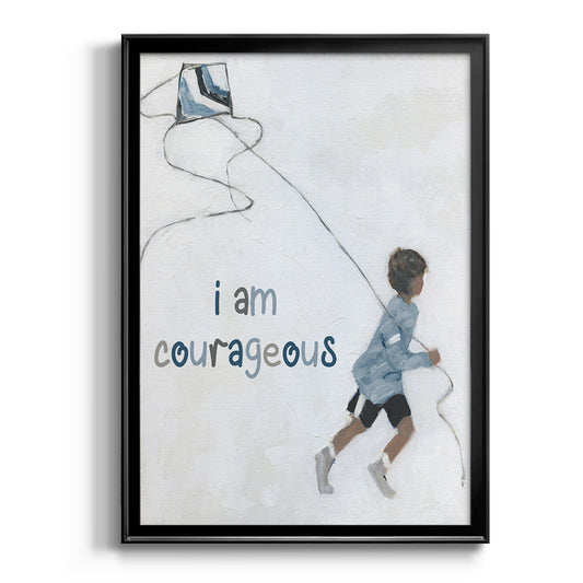 Boy Flying Kite - Modern Framed Canvas Print