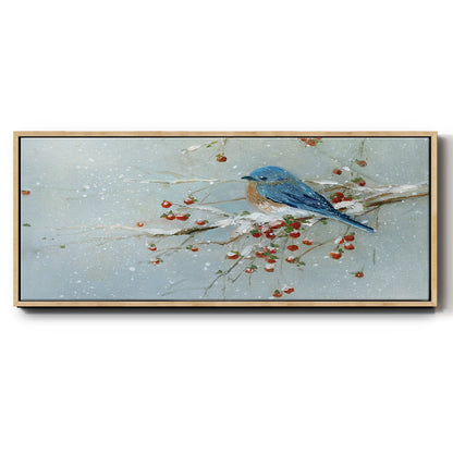 Blue Bird in Winter - Floater Framed Canvas Print