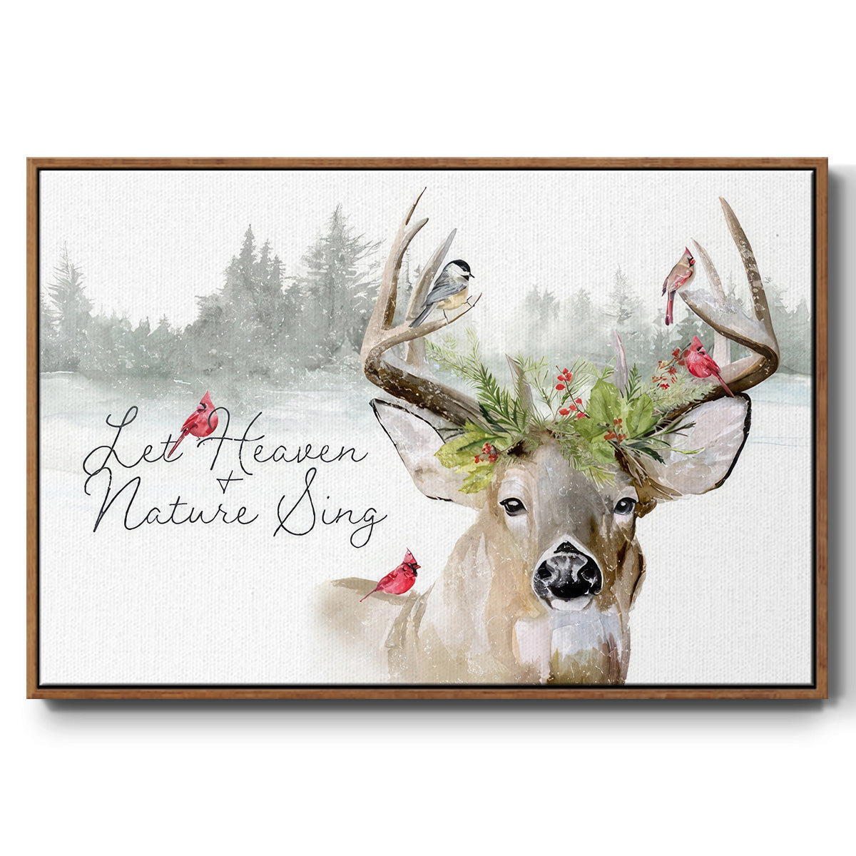 Holiday Deer Collection A - Floater Framed Canvas Print