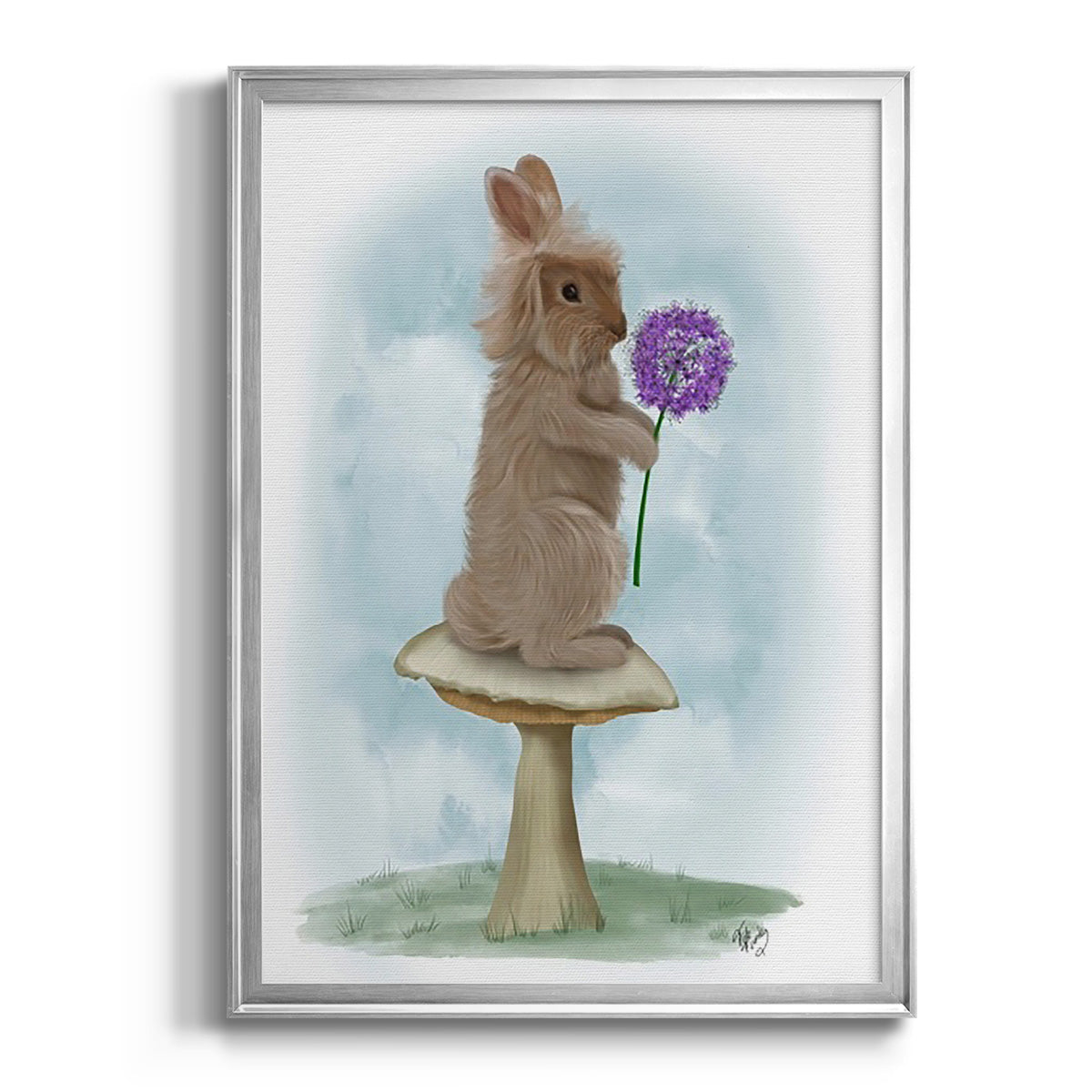 Rabbit and Agapanthus - Modern Framed Canvas Print
