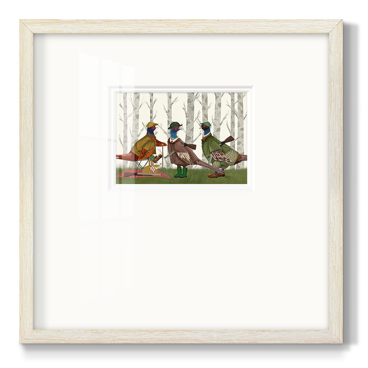 Pheasant Shooting Party Group 1 Premium Framed Print Double Matboard