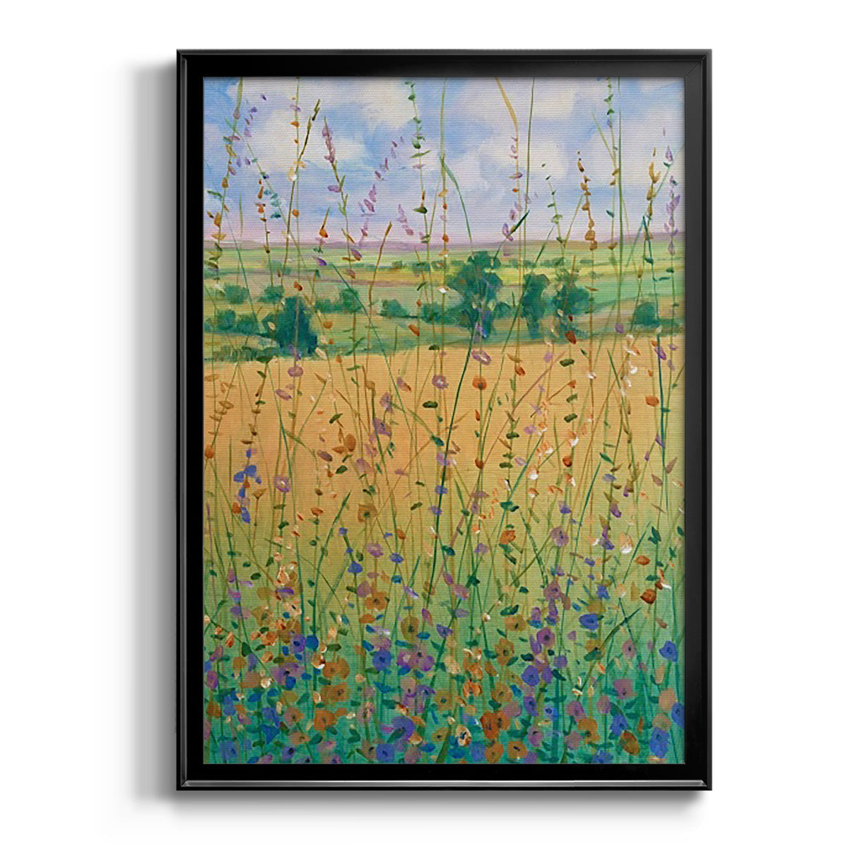 Wildflower Path II - Modern Framed Canvas Print