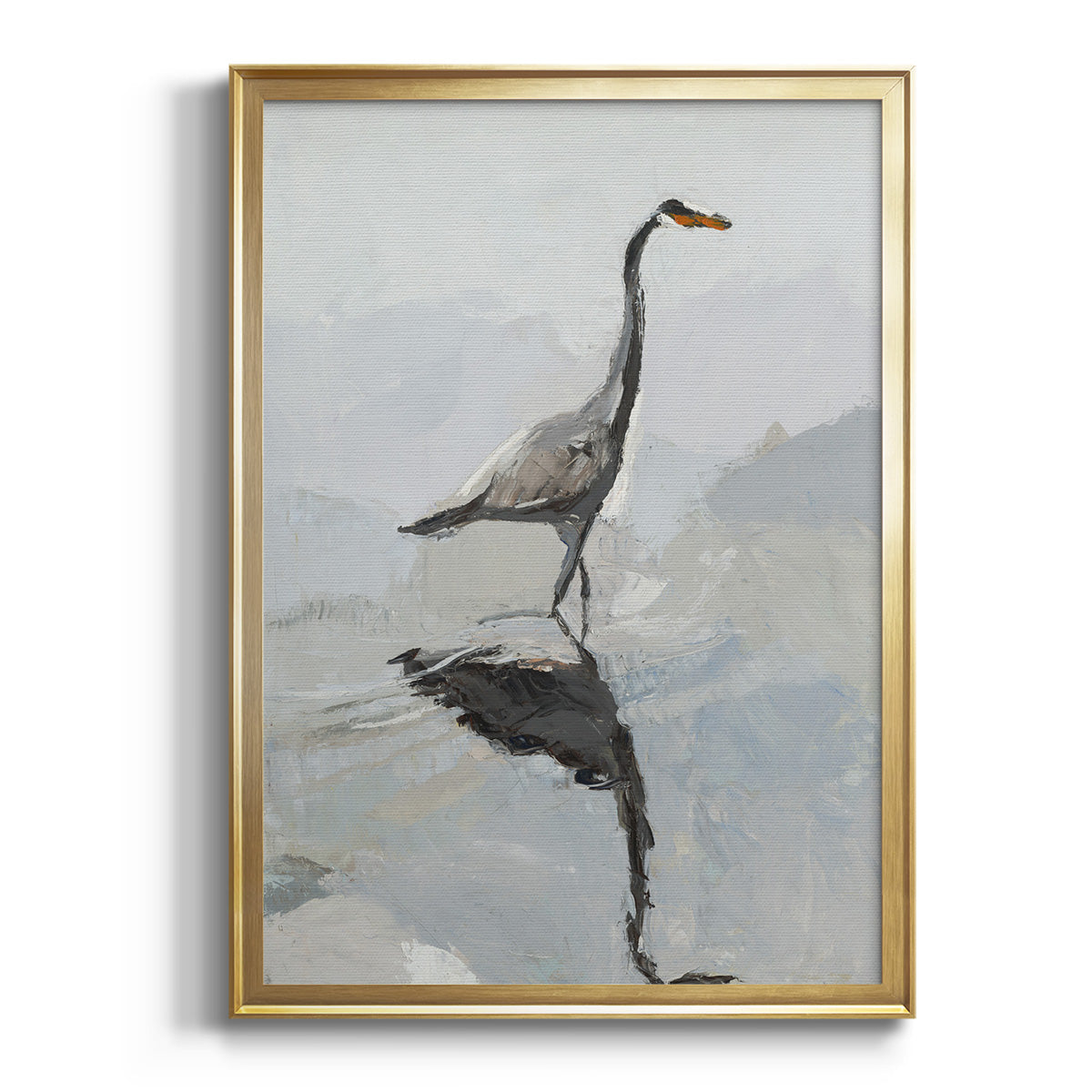 Heron - Modern Framed Canvas Print