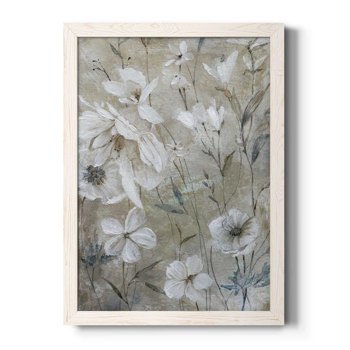 Wildflower Whites - Premium Canvas Framed in Barnwood - Ready to Hang