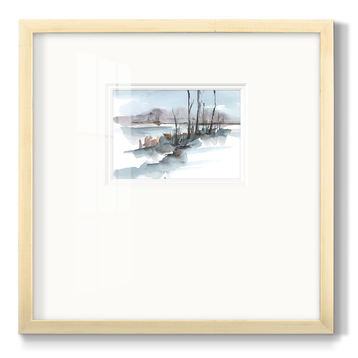 Winter Stream Watercolor I - Double Matboard Framed Print