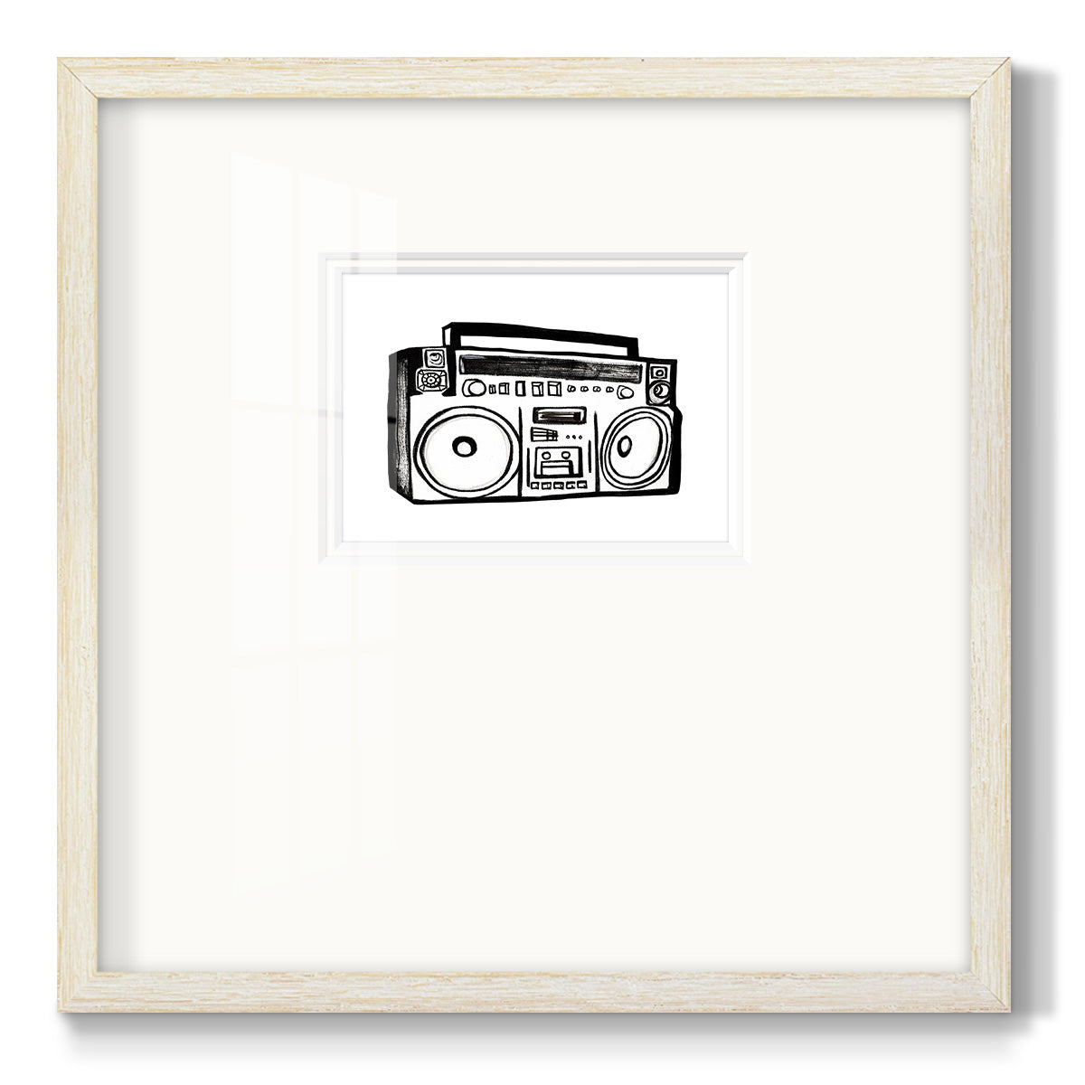 Boombox Sketch Premium Framed Print Double Matboard