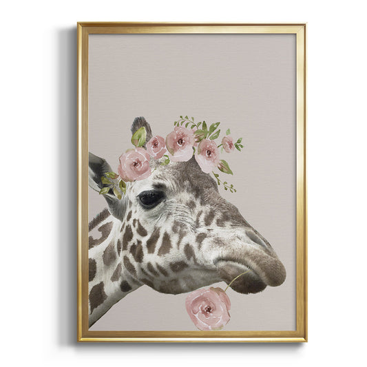 Peek A Boo Giraffe II - Modern Framed Canvas Print