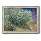 Impressionist lilac flower painting by Vincent van Gogh printed on canvas in an ornate champagne frame.