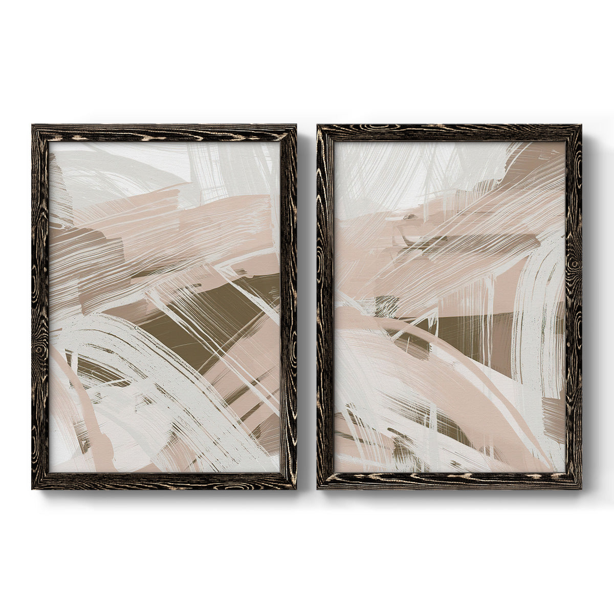 Earthtone Swipe I - Premium Framed Canvas 2 Piece Set - Ready to Hang