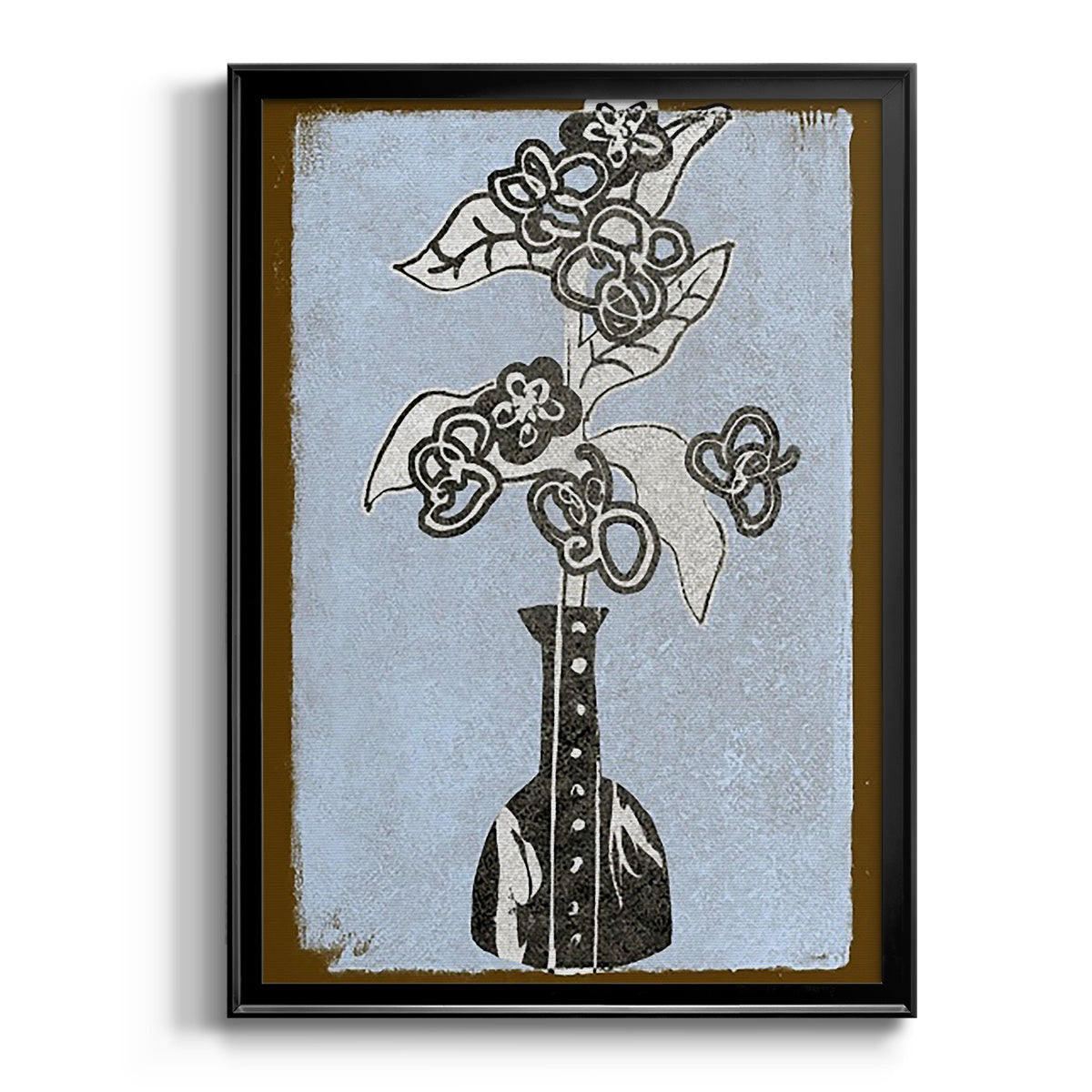 Graphic Flowers in Vase III - Modern Framed Canvas Print