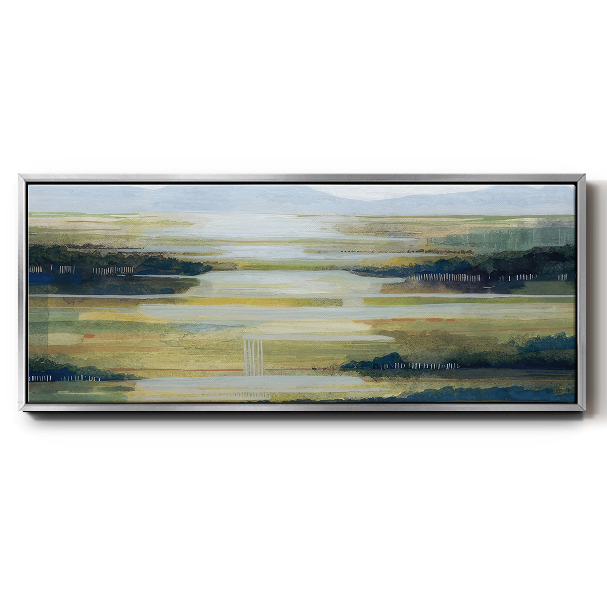 Lime Strata I - Floater Framed Canvas Print