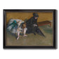 Impressionist portrait of a seated woman by Edgar Degas printed on canvas in an ornate black frame with gilded inner detail.