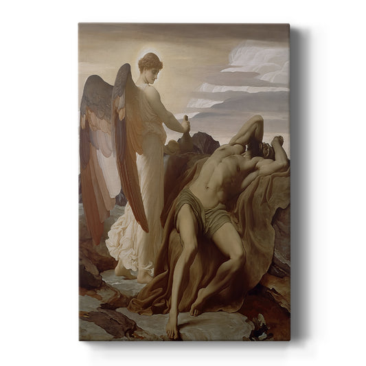 Canvas art print featuring a classical scene of a solitary figure resting in a desert landscape on a clean white background.