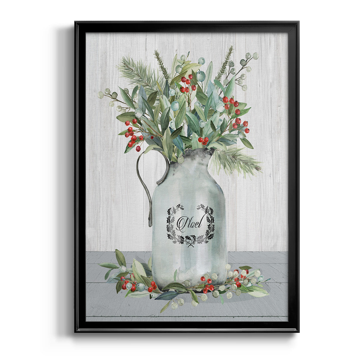 Farmhouse Christmas Noel - Modern Framed Canvas Print