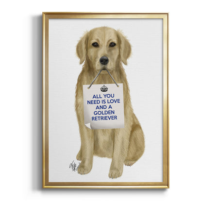 Love and Golden Retriever - Modern Framed Canvas Print