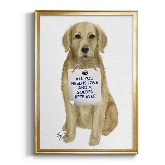 Love and Golden Retriever - Modern Framed Canvas Print