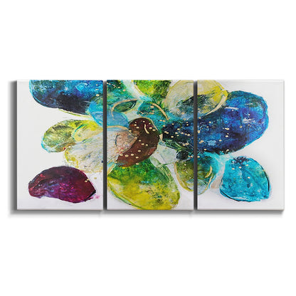 Three-panel canvas wall art featuring expressive abstract color interpretations on white background.