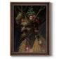 Surreal allegorical portrait representing the four seasons by Giuseppe Arcimboldo printed on canvas in an ornate bronzed mahogany wood frame with a vertical orientation.