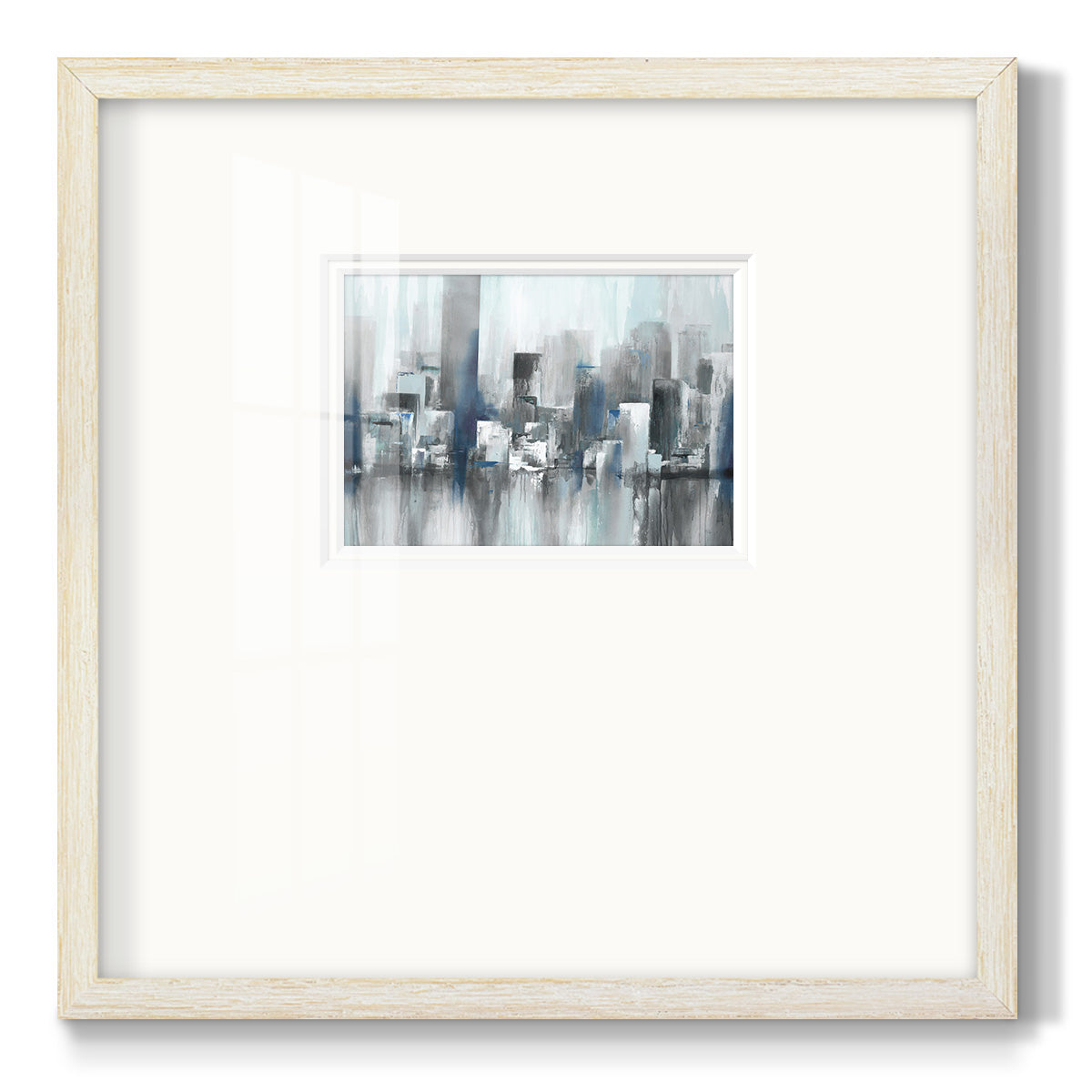 Cityscape in Blues Premium Framed Print Double Matboard