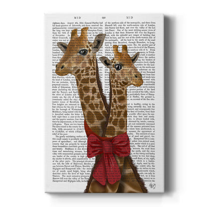 Giraffes and Bow - Canvas Art Print