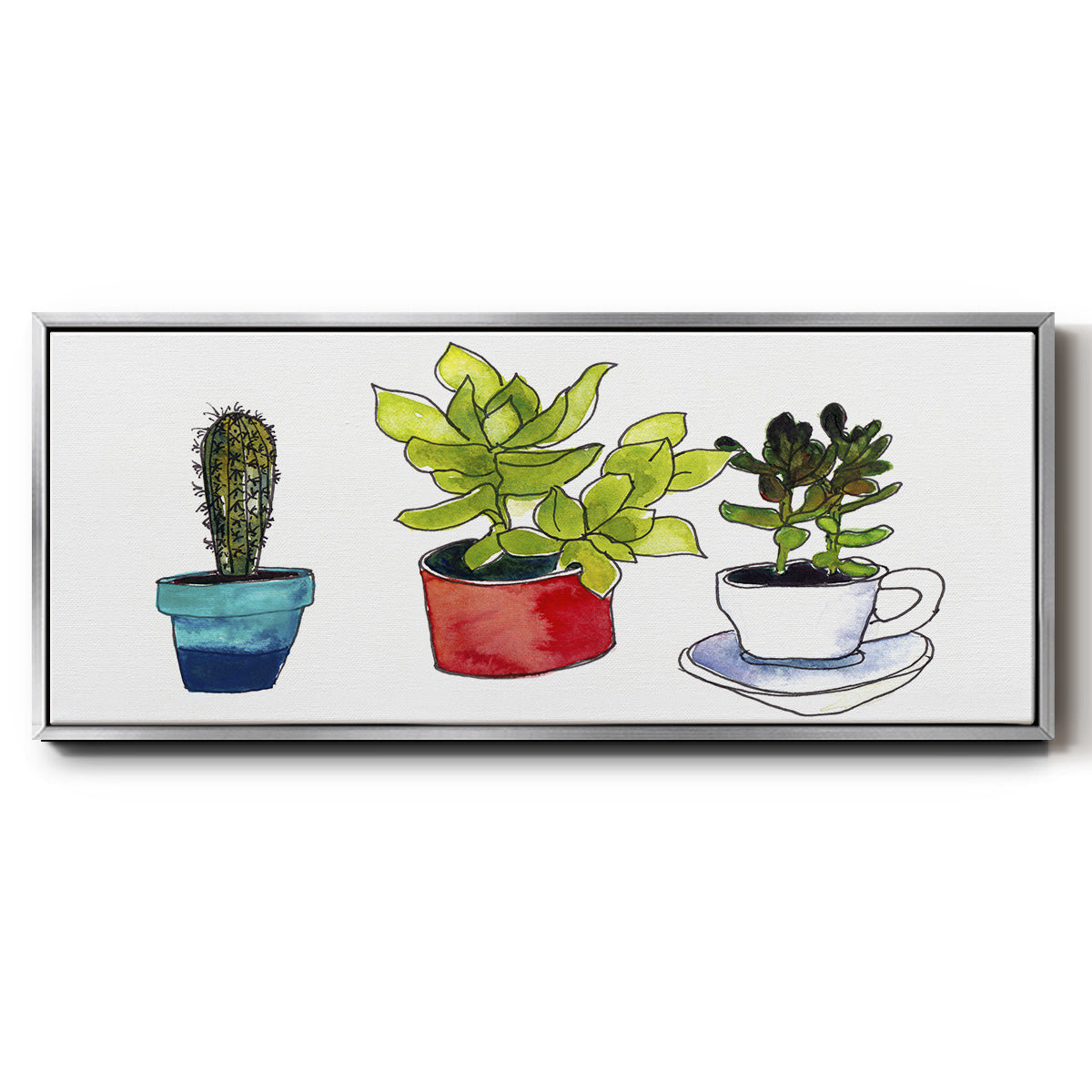 Vibing Succulents II - Floater Framed Canvas Print