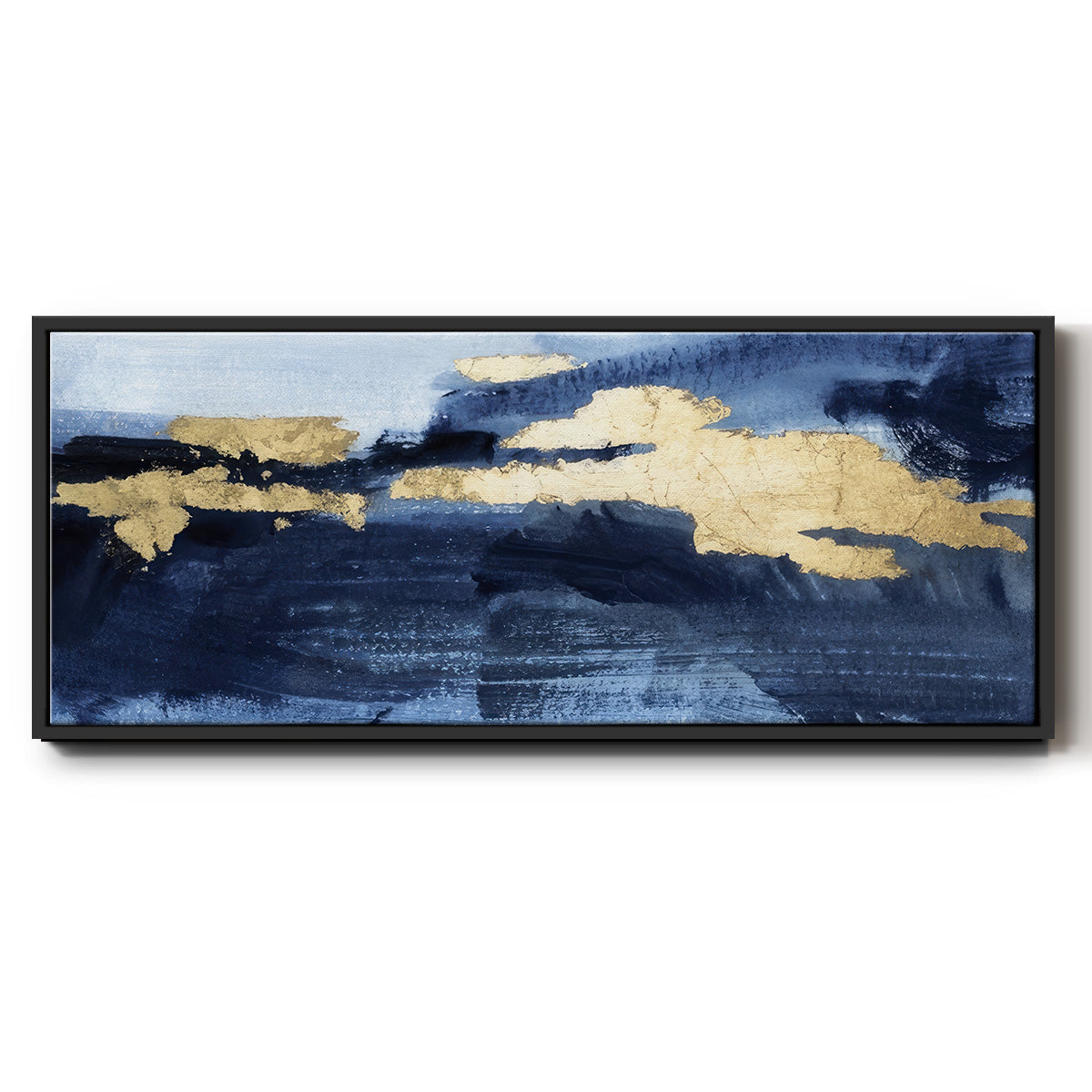 Gilded Indigo Sea II - Floater Framed Canvas Print