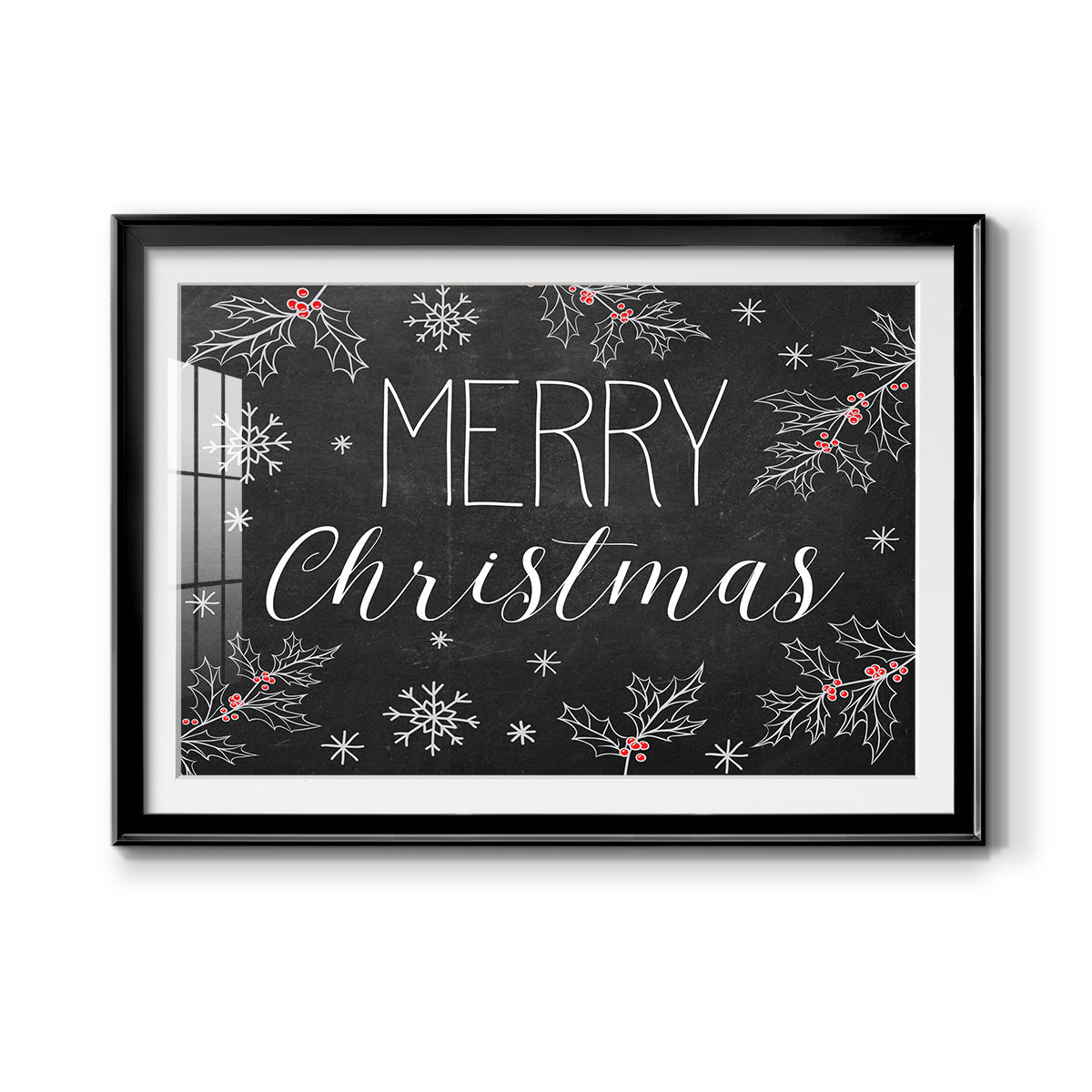 Merry Christmas Chalkboard Premium Framed Print - Ready to Hang