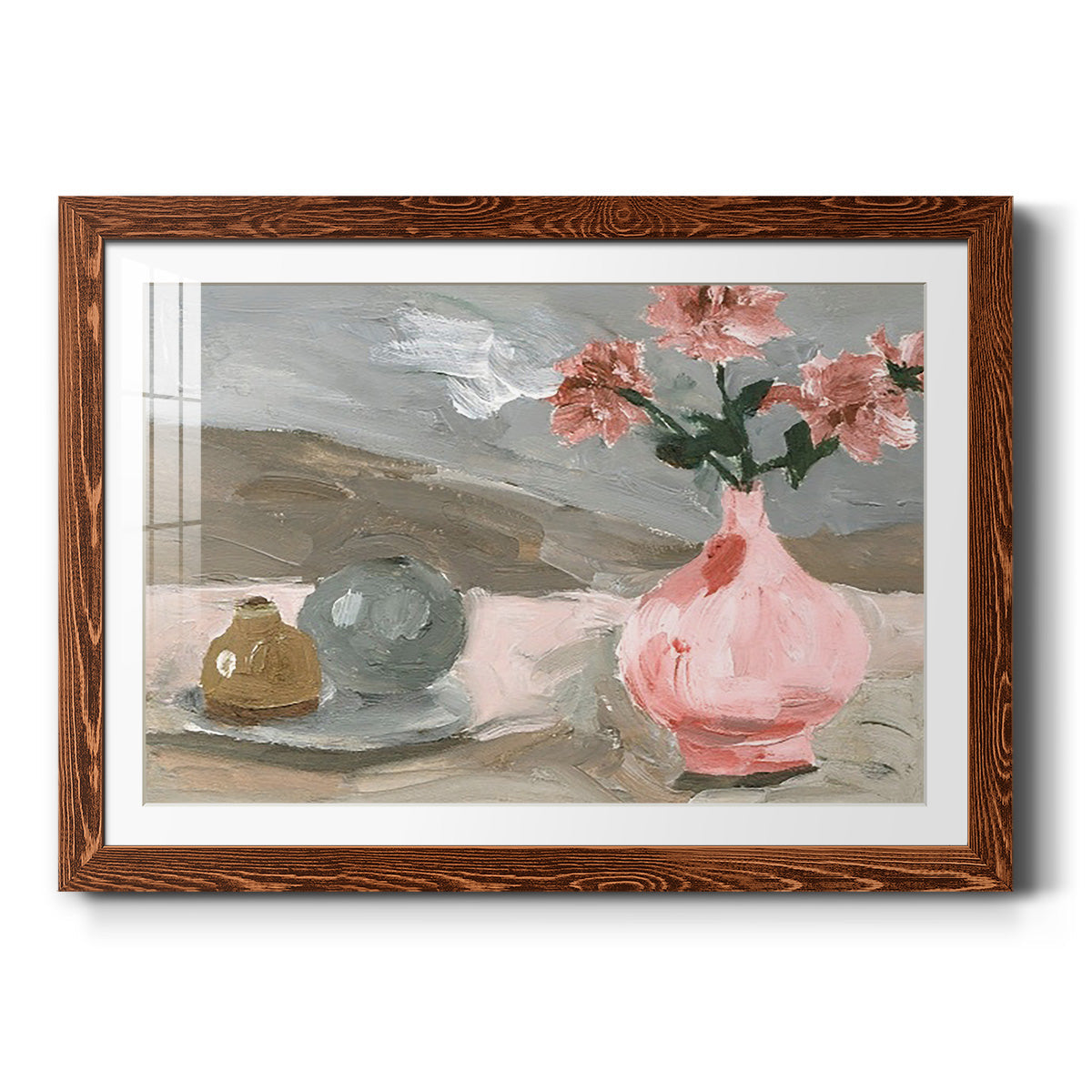 Vase of Pink Flowers VI - Barnwood Framed Art Print