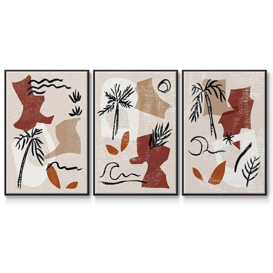 Soft Palms I - Floater Framed Canvas Set