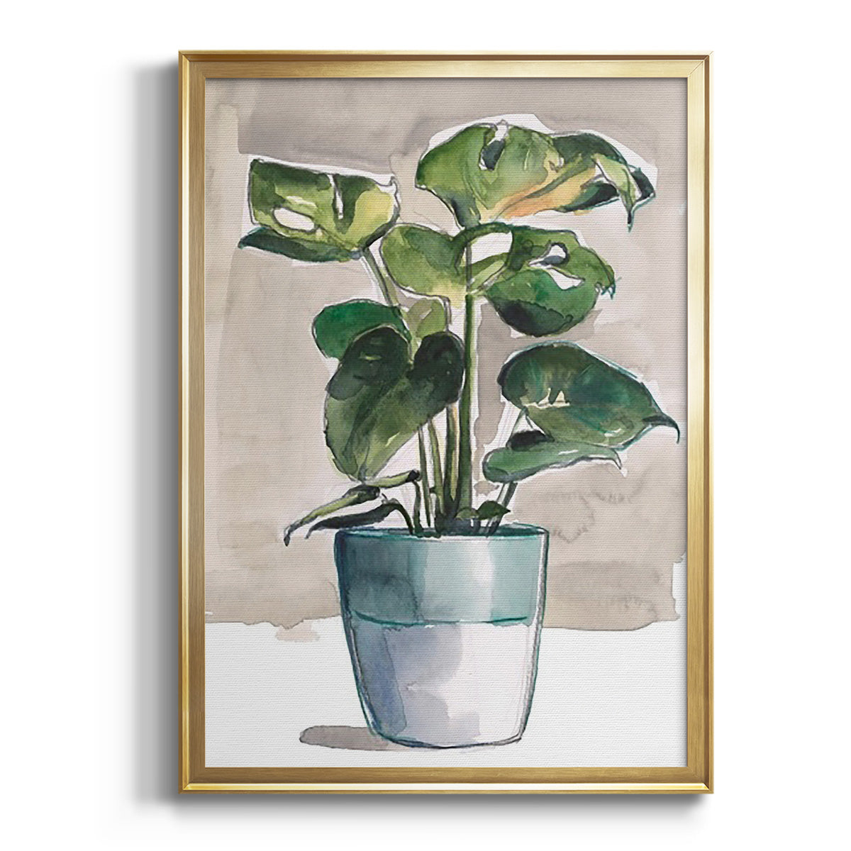Potted Houseplant II - Modern Framed Canvas Print
