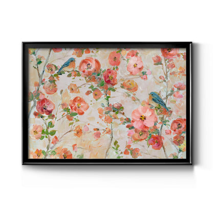 Bluebirds and Blossoms - Modern Framed Canvas Print