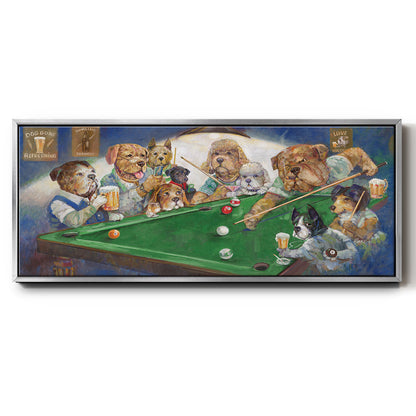 Pool Dogs - Floater Framed Canvas Print