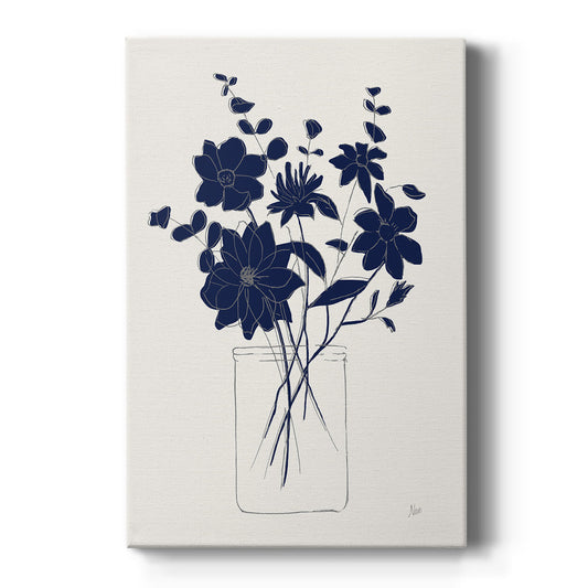 Indigo Sketch Bouquet II - Canvas Art Print