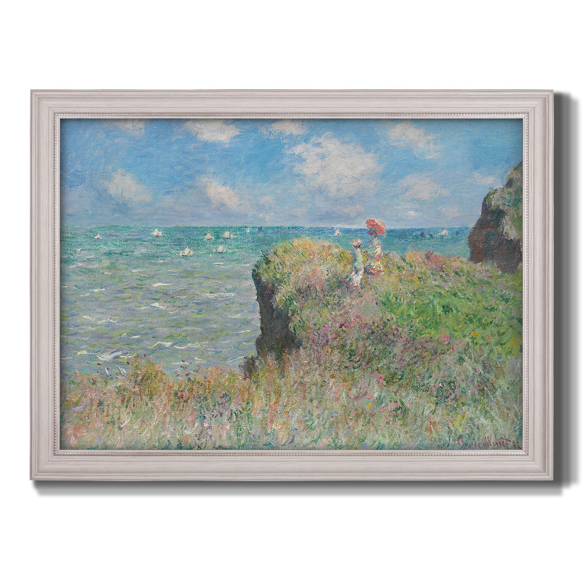 Cliff Walk At Pourville, 1882 - Ornate Framed Canvas Print