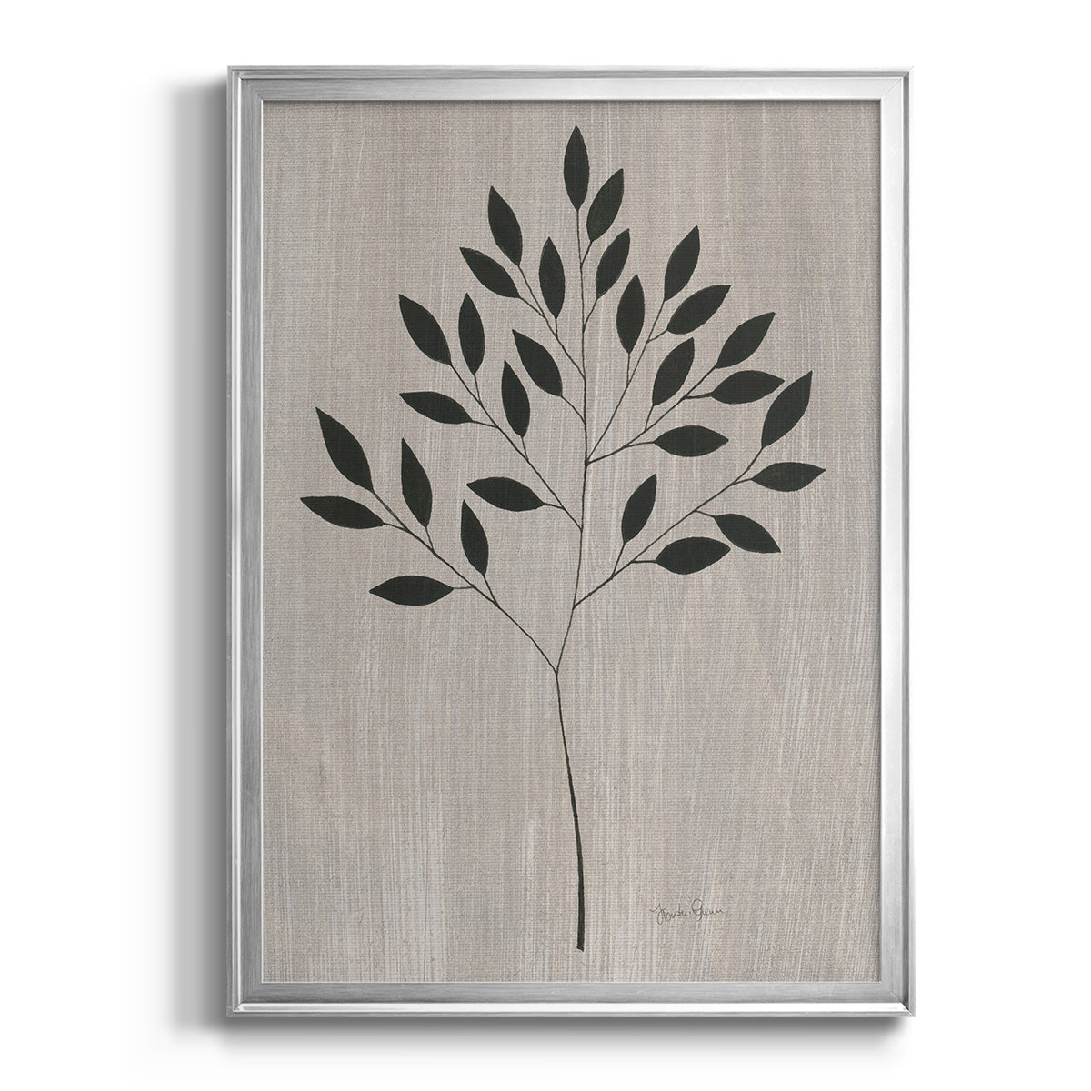 Leaves and Wood I - Modern Framed Canvas Print
