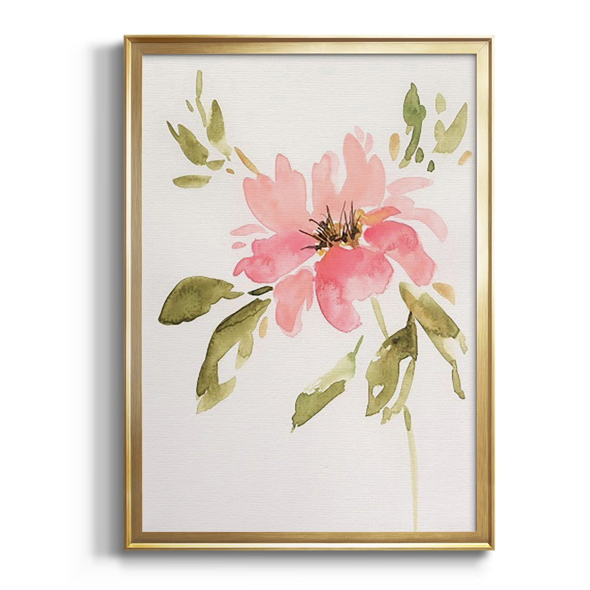 One Pink Bloom II - Modern Framed Canvas Print