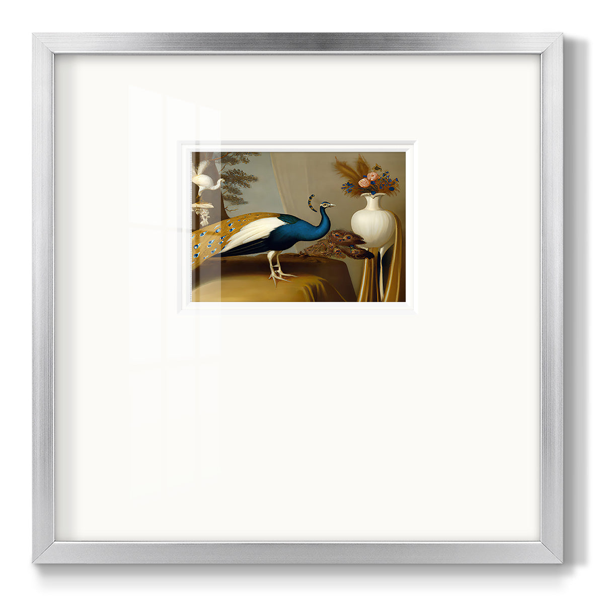 Golden Peacock v - Double Matboard Framed Print