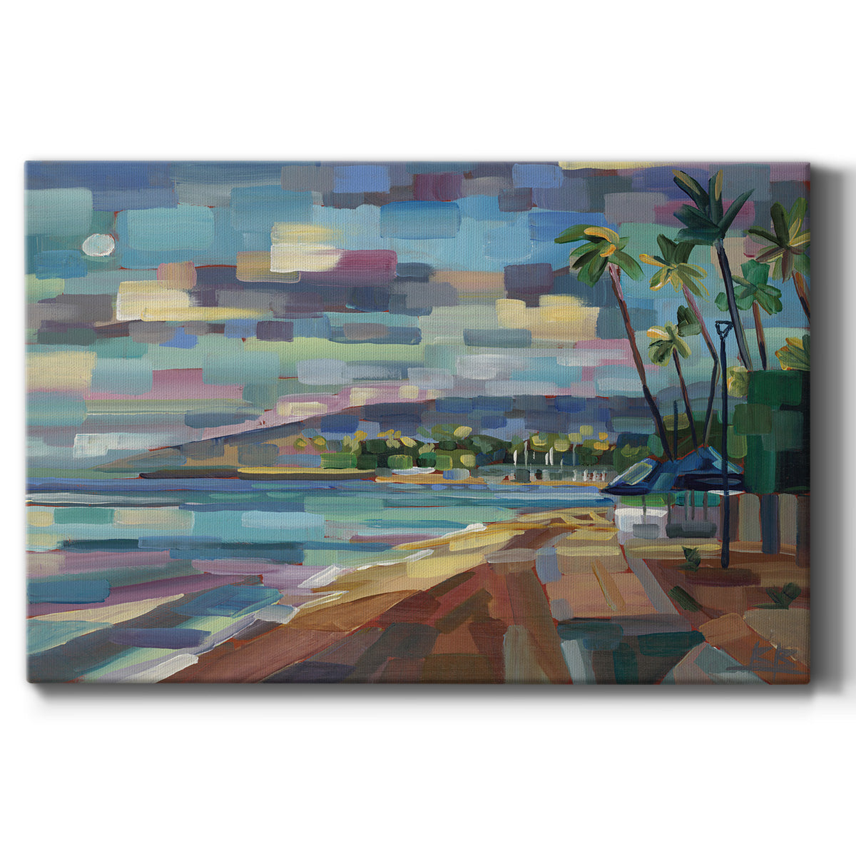 Morning Moon Over Waikiki - Canvas Art Print