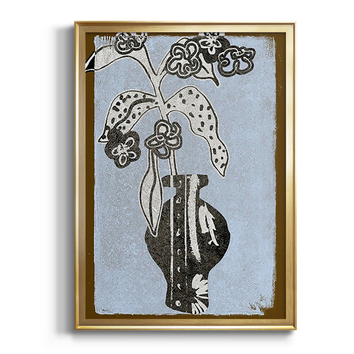 Graphic Flowers in Vase II - Modern Framed Canvas Print