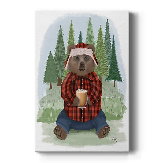 Lumberjack Bear Latte - Canvas Art Print