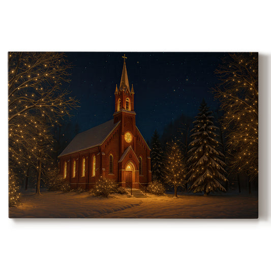 Warm Lantern Serenade of Evergreen - Canvas Art Print