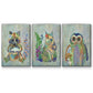 Fantastic Florals Owl - Framed Premium Gallery Wrapped Canvas L Frame 3 Piece Set - Ready to Hang