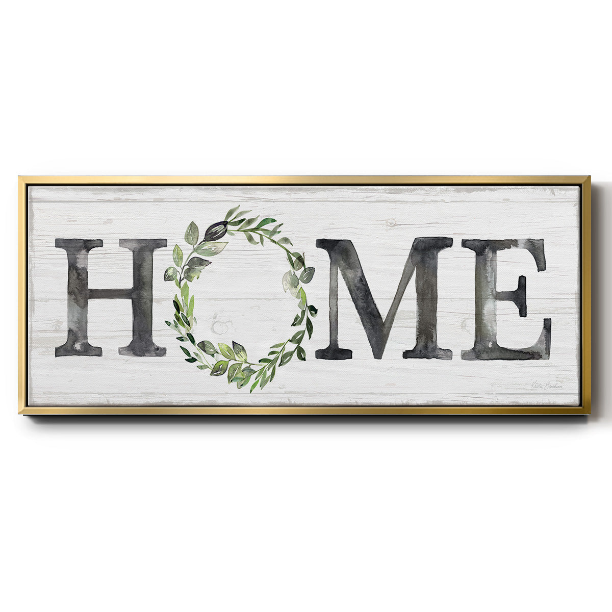 Gray Home Wreath - Floater Framed Canvas Print